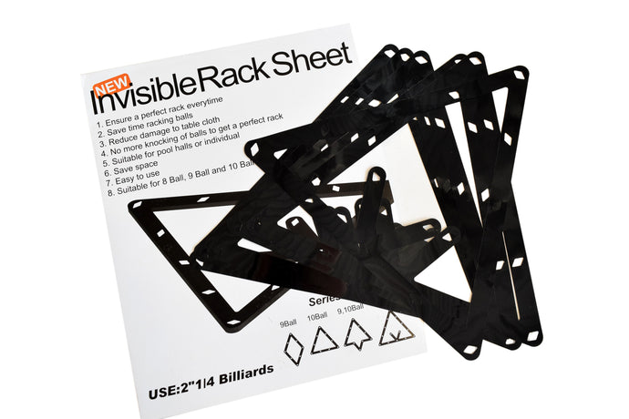 New -  All in One Invisible Rack Sheet for 8, 9 and 10 Ball- Six per package