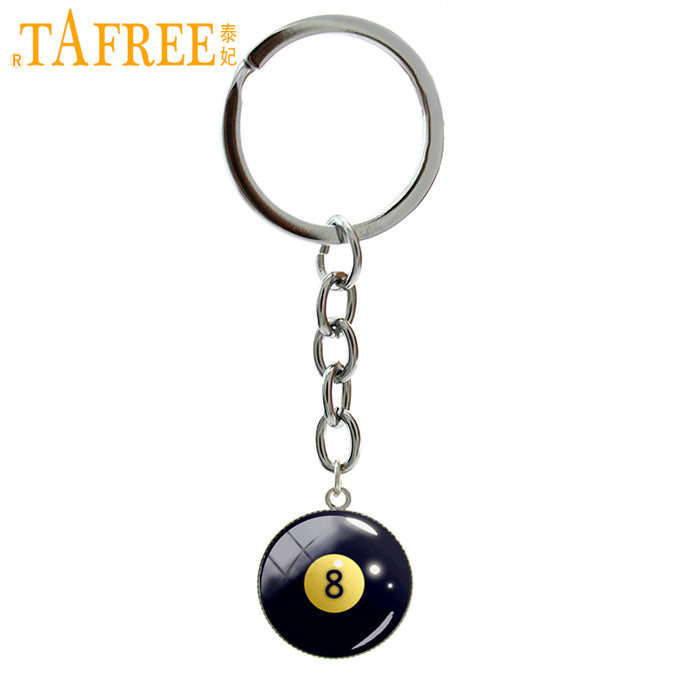 Number 8 Billiard Ball Key Chain