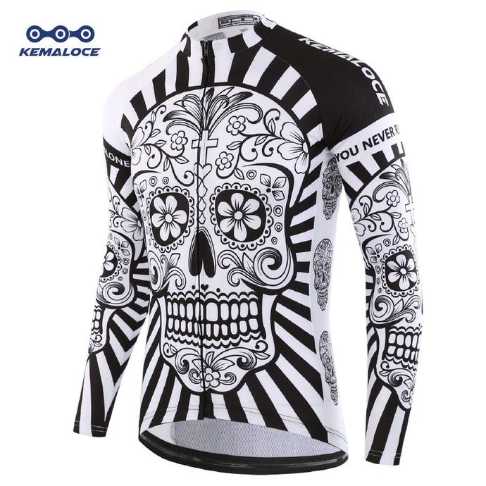 Autumn Pro Long Sleeve Jersey Skull Retro Full Sleeve Cycles Shirt Wear Team Ropa De Ciclismo Long Bike Jersery